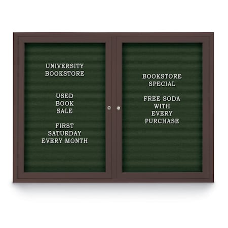 United Visual Products Indoor Enclosed Combo Board, 42"x32", Brnz Frame/Wht Porc & Medium Grey UVCB4232BZ-WHTPORC-MEDGRY